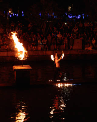 Fire Spinner During WaterFire